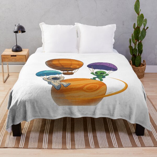 Item preview, Starlit Parachutes: Astronaut & Alien Jumping from Jupiter Balloon designed and sold by HEERMANArt.