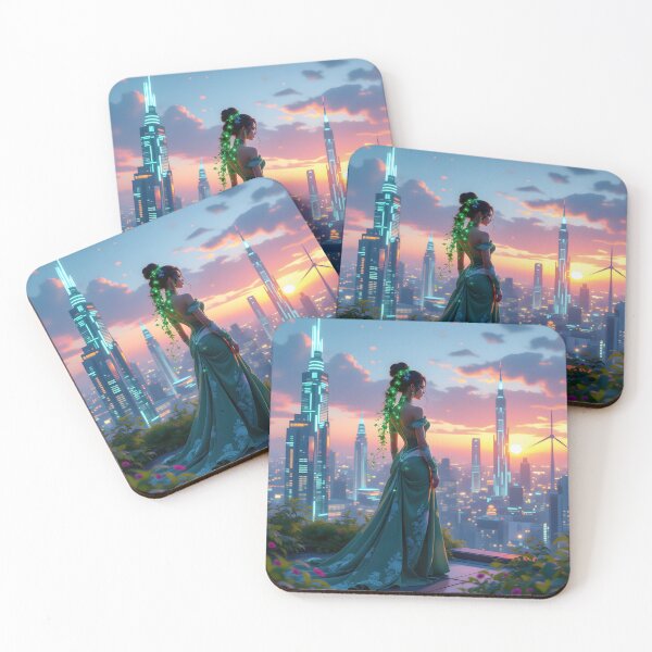Item preview, Solarpunk Goddess at Sunset: Futuristic City Elegance designed and sold by artmanikin.