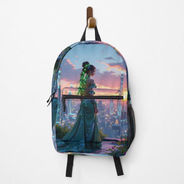 Item preview, Solarpunk Goddess at Sunset: Futuristic City Elegance designed and sold by artmanikin.