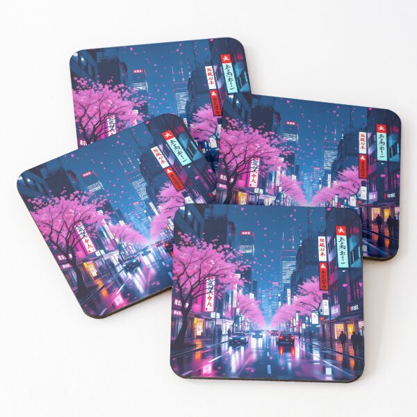 Item preview, Neon Sakura Street – Futuristic Tokyo Nightscape designed and sold by artmanikin.