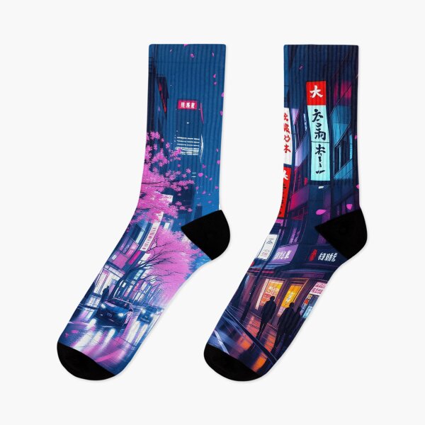 Item preview, Neon Sakura Street – Futuristic Tokyo Nightscape designed and sold by artmanikin.