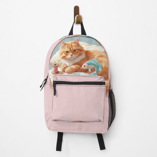 Item preview, Ginger Cat Embroidering Fish – Cozy Handmade Vibes designed and sold by jelonkaa.