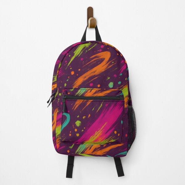 Item preview, Neon Graffiti Brushstroke Seamless Pattern – Vibrant Abstract Design with Bold Colors on Purple Background designed and sold by FestivityFinds.