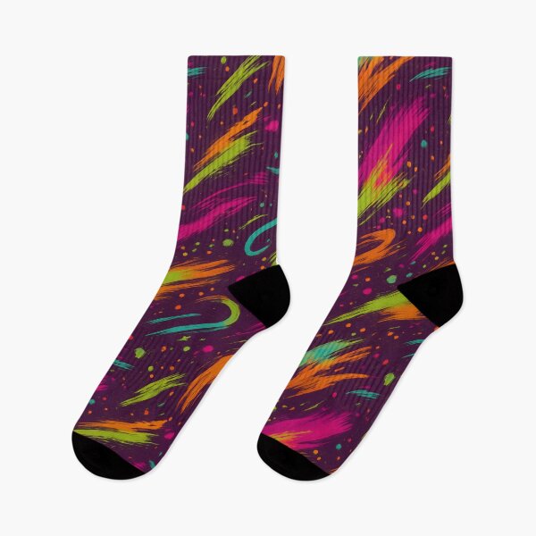 Item preview, Neon Graffiti Brushstroke Seamless Pattern – Vibrant Abstract Design with Bold Colors on Purple Background designed and sold by FestivityFinds.