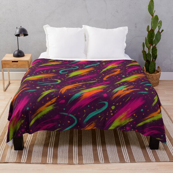 Item preview, Neon Graffiti Brushstroke Seamless Pattern – Vibrant Abstract Design with Bold Colors on Purple Background designed and sold by FestivityFinds.