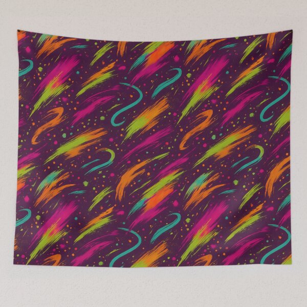 Item preview, Neon Graffiti Brushstroke Seamless Pattern – Vibrant Abstract Design with Bold Colors on Purple Background designed and sold by FestivityFinds.