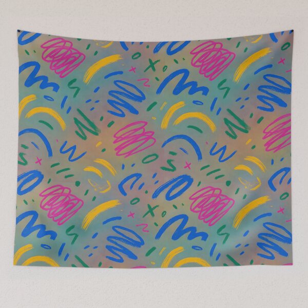 Item preview, Playful Abstract Brushstroke Seamless Pattern – Bright Pink, Yellow, Blue, and Green on Soft Gradient Background designed and sold by FestivityFinds.
