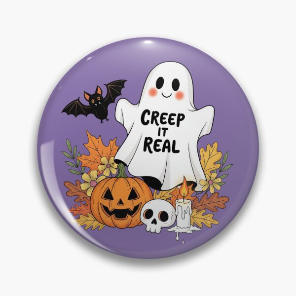 Item preview, Cute "Creep it Real" Ghost Halloween Illustration designed and sold by DropRomance.