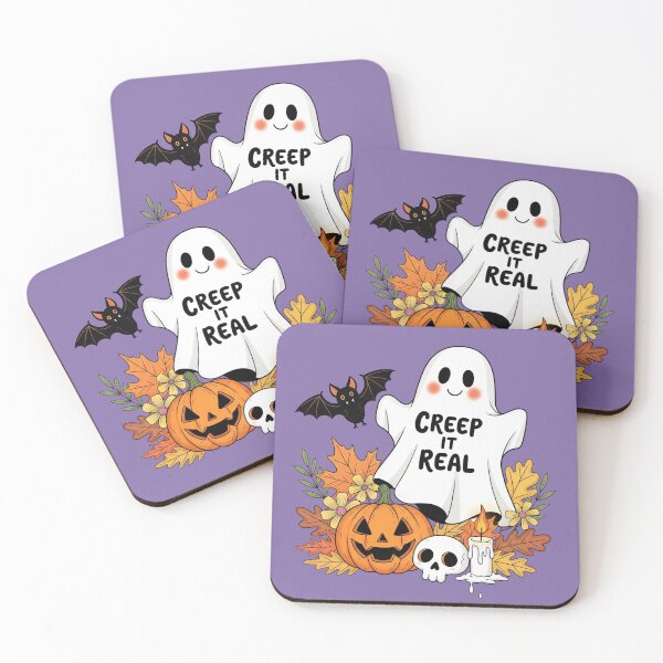 Item preview, Cute "Creep it Real" Ghost Halloween Illustration designed and sold by DropRomance.