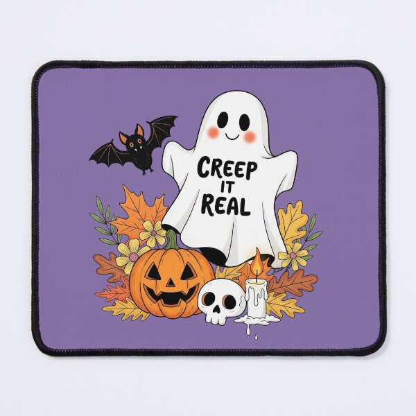 Item preview, Cute "Creep it Real" Ghost Halloween Illustration designed and sold by DropRomance.