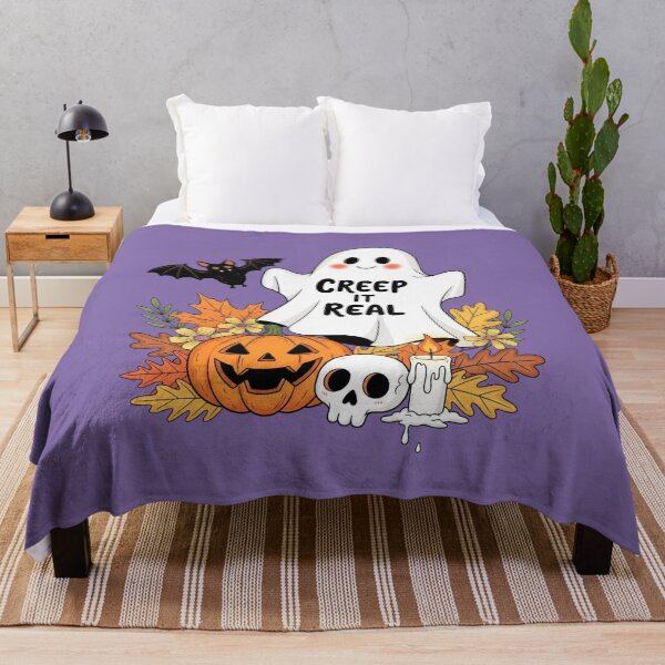 Item preview, Cute "Creep it Real" Ghost Halloween Illustration designed and sold by DropRomance.