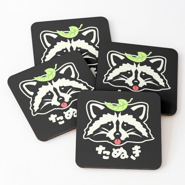 Item preview, Cute Tanuki the Raccoon Head with its tongue out Illustration in Japanese words. designed and sold by OzzyMac.