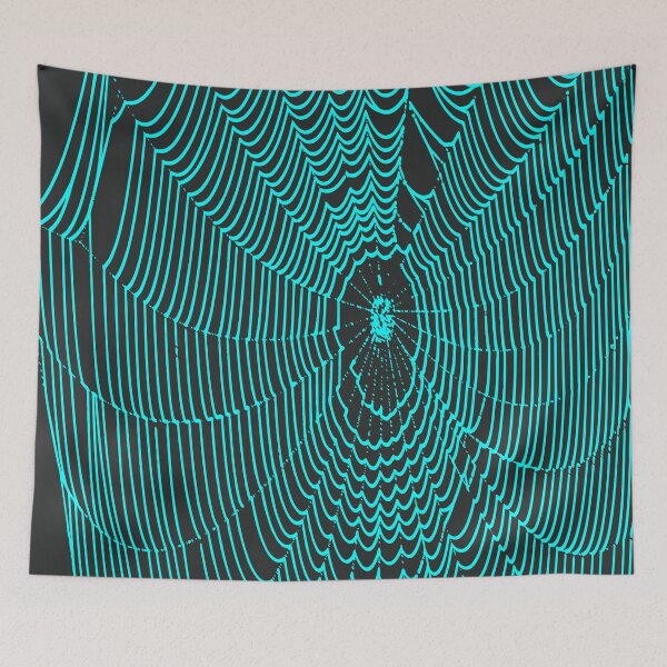 Item preview, Artistic Halloween Spider Cobweb Doodle In Teal designed and sold by taiche.