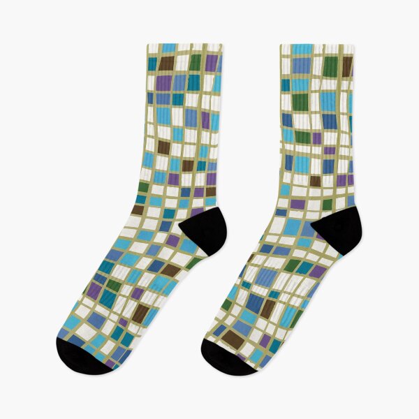Item preview, Retro Squares – Vintage Cool Blue and Turquoise Tones designed and sold by Becky-Poppins.