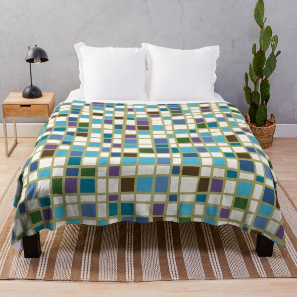 Item preview, Retro Squares – Vintage Cool Blue and Turquoise Tones designed and sold by Becky-Poppins.