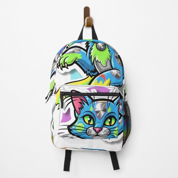 Item preview, Neon Chrome Kitty – Playful Y2K Sticker Art designed and sold by 001Haiba.