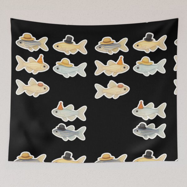 Item preview, Zebrafish with hats - cute designed and sold by DamioPolArt.