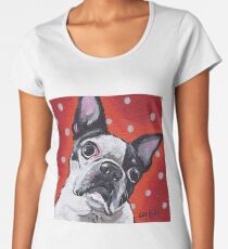 Boston Terrier Art, Cute Boston Terrier Women's Premium T-Shirt