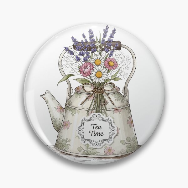 Item preview, Cottagecore Tea Kettle – Vintage Floral Sticker designed and sold by 001Haiba.