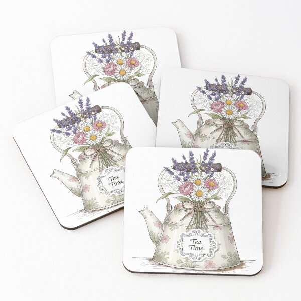 Item preview, Cottagecore Tea Kettle – Vintage Floral Sticker designed and sold by 001Haiba.