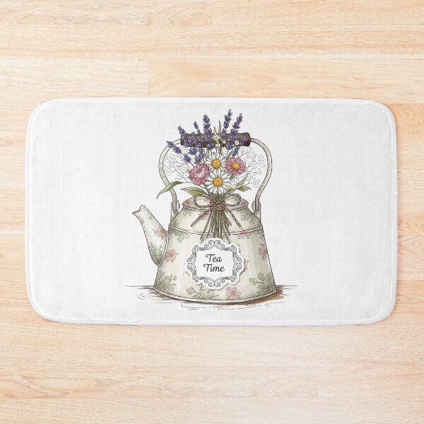 Item preview, Cottagecore Tea Kettle – Vintage Floral Sticker designed and sold by 001Haiba.