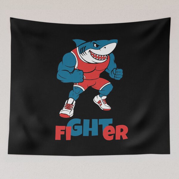 Item preview, Muscle Shark Fighter – Fierce Boxing Cartoon Design designed and sold by Karim-Karem.