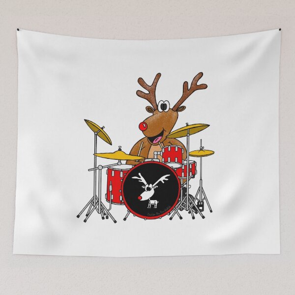 Item preview, Christmas Drummer Rudolf The Reindeer Playing Drums Musician designed and sold by doodlerob.
