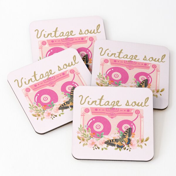 Item preview, Vintage Soul – Pink Retro Cassette with Golden Text Florals Butterfly designed and sold by EmeraldeaArt.
