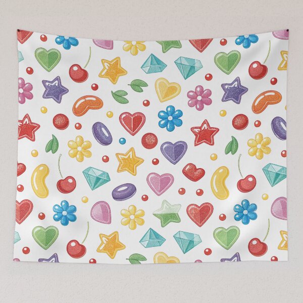 Item preview, Colorful Candy Hearts and Stars Pattern designed and sold by joycrysstudio.