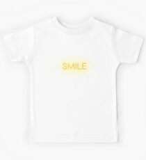 Smile word in Neon Style orange light Kids Tee