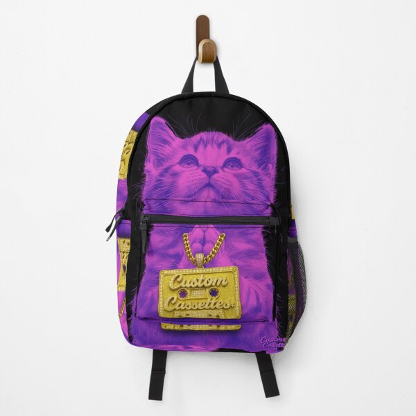 Item preview, Neon Purple Cat with Custom Cassettes Pendant – Hip Hop Retro Aesthetic Art designed and sold by WHITE FLAME PRINTS.