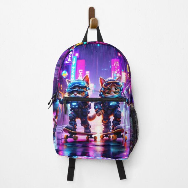 Artikelvorschau, Neon Street Cats – Futuristische Cyberpunk-Duo-Kunst entworfen und verkauft von WHITE FLAME PRINTS.