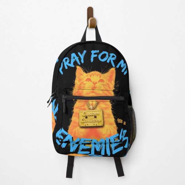 Item preview, Pray For My Enemies | Custom Cassettes™ Neon Cat Poster | Retro Hip Hop Wall Art designed and sold by WHITE FLAME PRINTS.