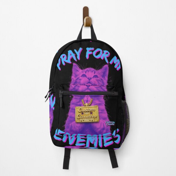 Item preview, Pray For My Enemies Cat Poster | Custom Cassettes™ Neon Digital Art designed and sold by WHITE FLAME PRINTS.