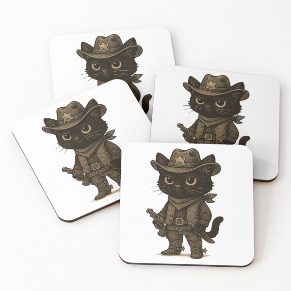 Item preview, Midnight Outlaw – Black Cowboy Cat designed and sold by Qopta.
