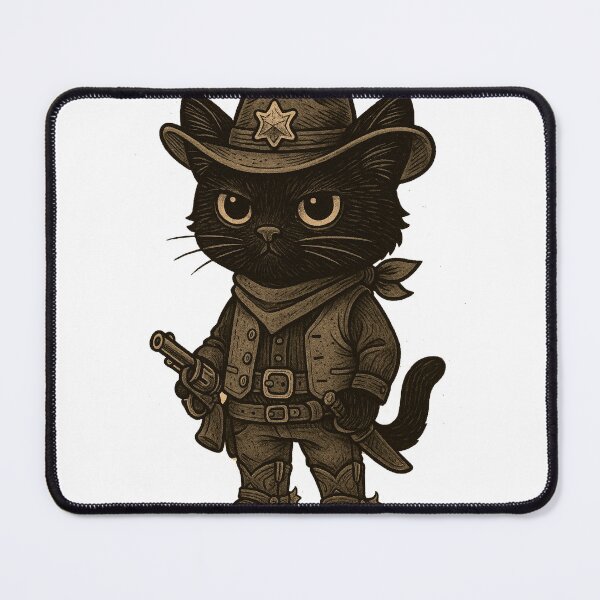 Item preview, Midnight Outlaw – Black Cowboy Cat designed and sold by Qopta.