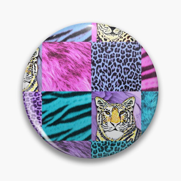 Item preview, leopard and tiger furry animal print in vibrant colors of lilac, teal and pink designed and sold by MagentaRose.