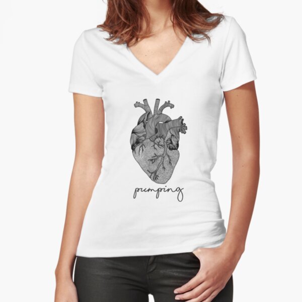 Pumping heart Fitted V-Neck T-Shirt