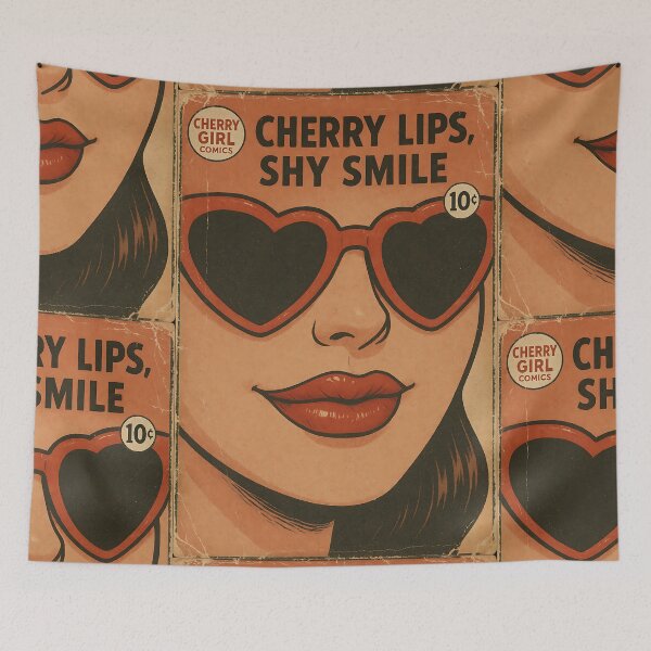 Item preview, Flirty Cherry Girl: Cherry lips, shy smile designed and sold by bapupa.