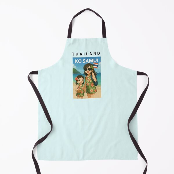 Item preview, Ko Samui Beach Vacation | Cute Anime Sisters with Thai Flag & Coconut Drink Tags: designed and sold by konthai.familyart.