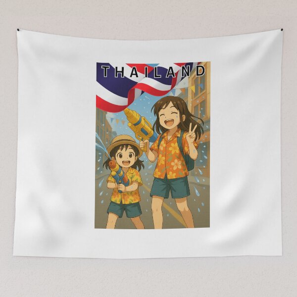 Item preview, Songkran Festival Thailand | Cute Anime Girls Water Fight | Thai New Year Celebration designed and sold by konthai.familyart.