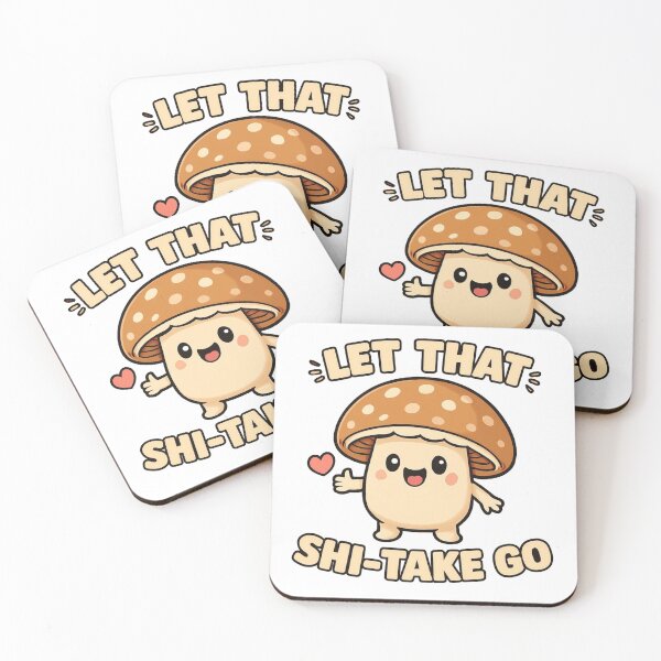 Item preview, Cute Kawaii Shiitake Mushroom with Heart – Funny Let That Shi-Take Go Sticker designed and sold by RuweisVibes.