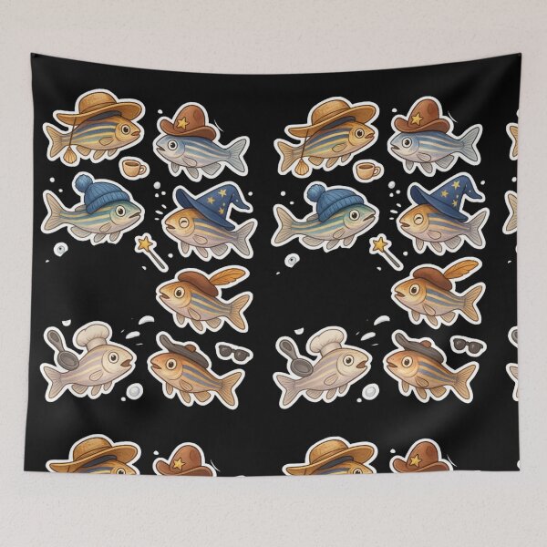Item preview, Zebrafish with hats - fish lover designed and sold by DamioPolArt.