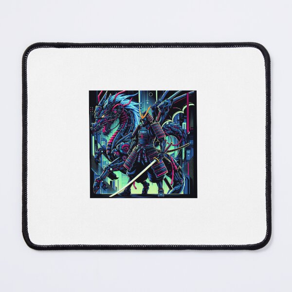 Item preview, Futuristic Samurai Riding a Cyber Dragon – Neon Cyberpunk Vector Art designed and sold by Ummed  Gehlot.