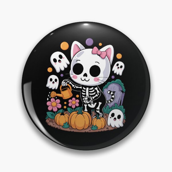 Item preview, Cute Skeleton Cat with Pumpkins and Skulls designed and sold by WanDee2025.