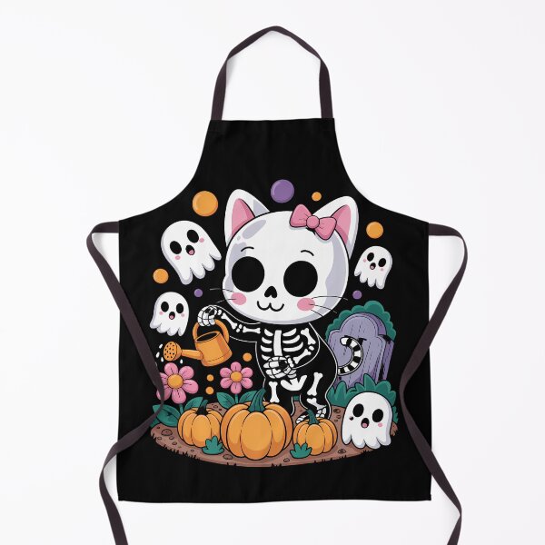 Item preview, Cute Skeleton Cat with Pumpkins and Skulls designed and sold by WanDee2025.