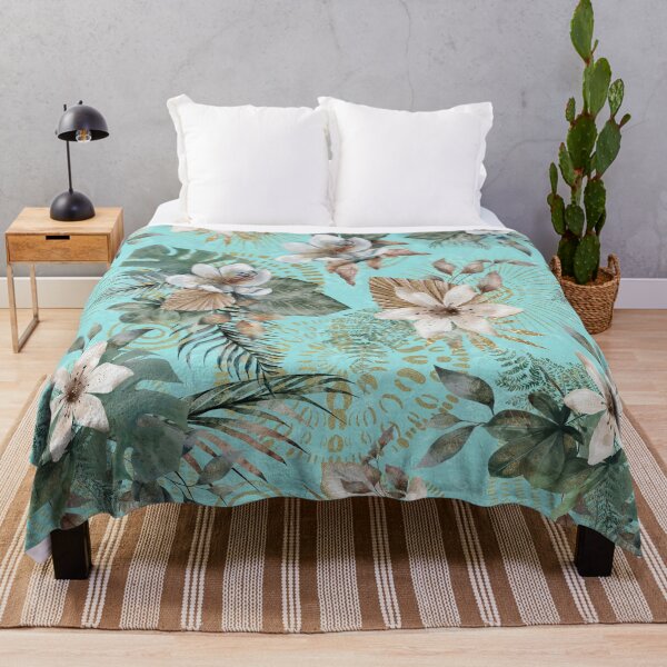 Item preview, Graceful Boho Flowers Fantasy Garden Teal designed and sold by artsandsoul.