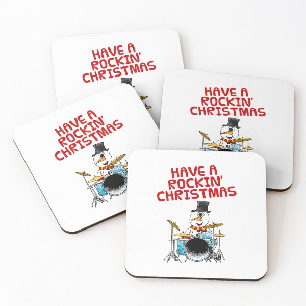 Item preview, Have A Rockin' Christmas, Snowman Playing Drums, Drummer Musician designed and sold by doodlerob.