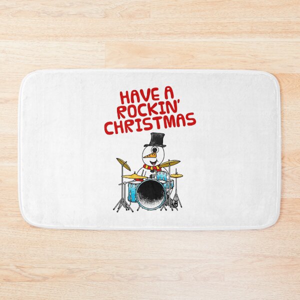 Item preview, Have A Rockin' Christmas, Snowman Playing Drums, Drummer Musician designed and sold by doodlerob.