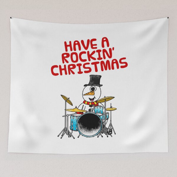 Item preview, Have A Rockin' Christmas, Snowman Playing Drums, Drummer Musician designed and sold by doodlerob.